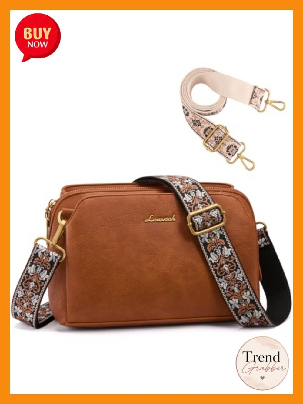 Faux Leather RFID Anti Theft Crossbody Bag with Adjustable Strap - Picture 1 of 6